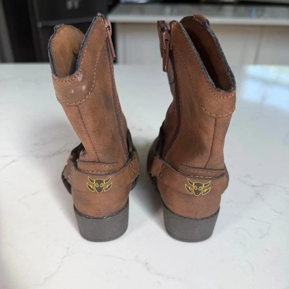 Disney Pixar Toy Story Woody Forky Cowboy Boots Kids Size 7 Brown Western Zip